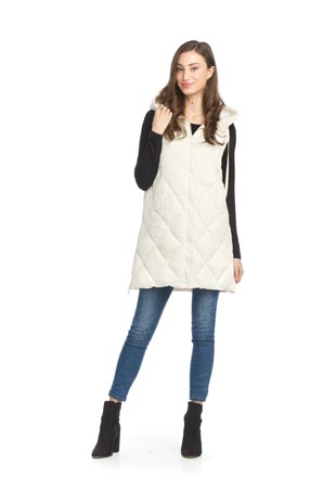 JT-13752 - Puffer Hooded Vest with Side Zip Detail - Colors: Black, Cream, Navy, Slate  - Available Sizes:XS-XXL - Catalog Page:8 